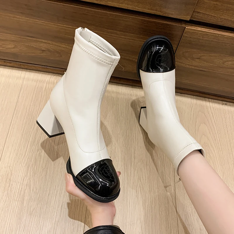 Белые ботильоны женская обувь осенние ботинки женские низкие 2024 цветов осень