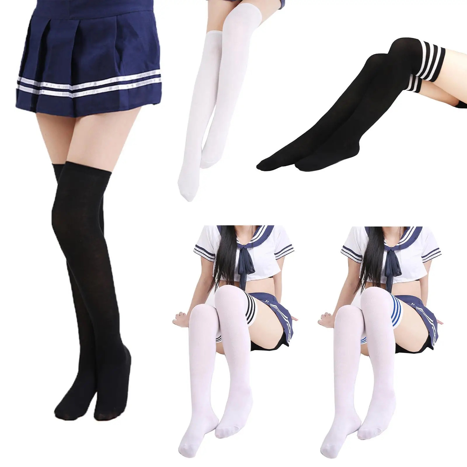 

Women Ladies Striped Over-the-knee Tube Socks High Stretchy Long Stocking