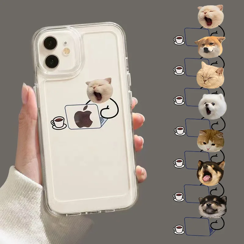 

Phone Case For Iphone 14 13 12 11 Pro Max X Xr Xs Max Fashion Cute Funny Work Cat Animal Graffit Clear Silicone Soft Back Cover