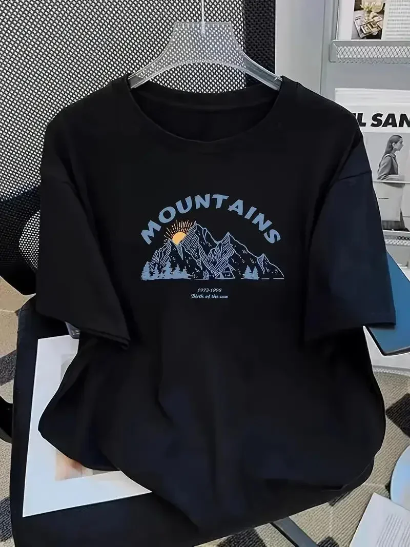 Женская Повседневная Свободная Футболка С Принтом И Коротким Рукавом. Модный