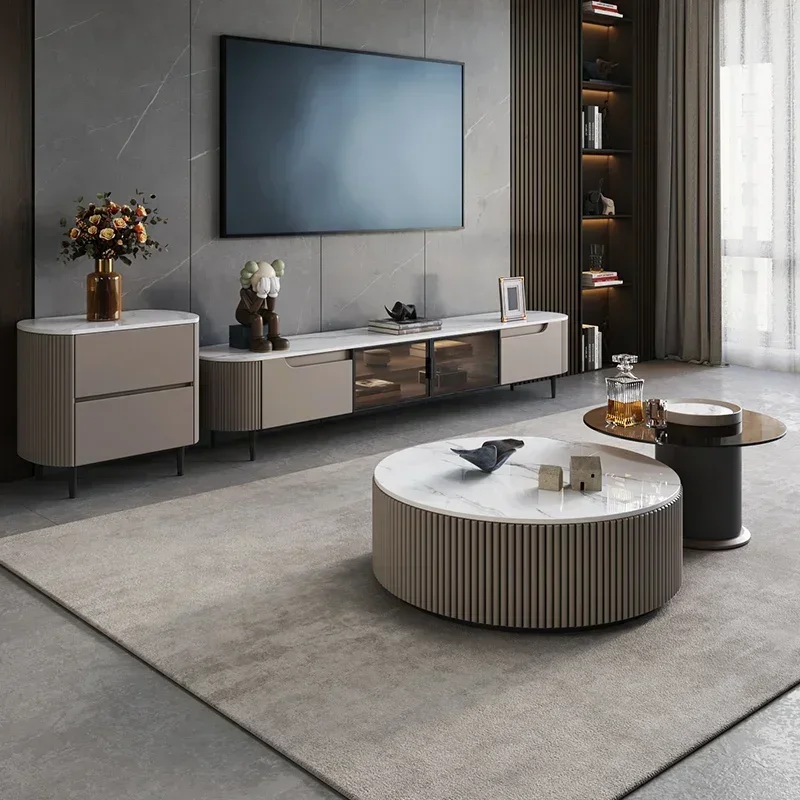 Низкие роскошные наборы кофейный столик маленький минималистичный круглый