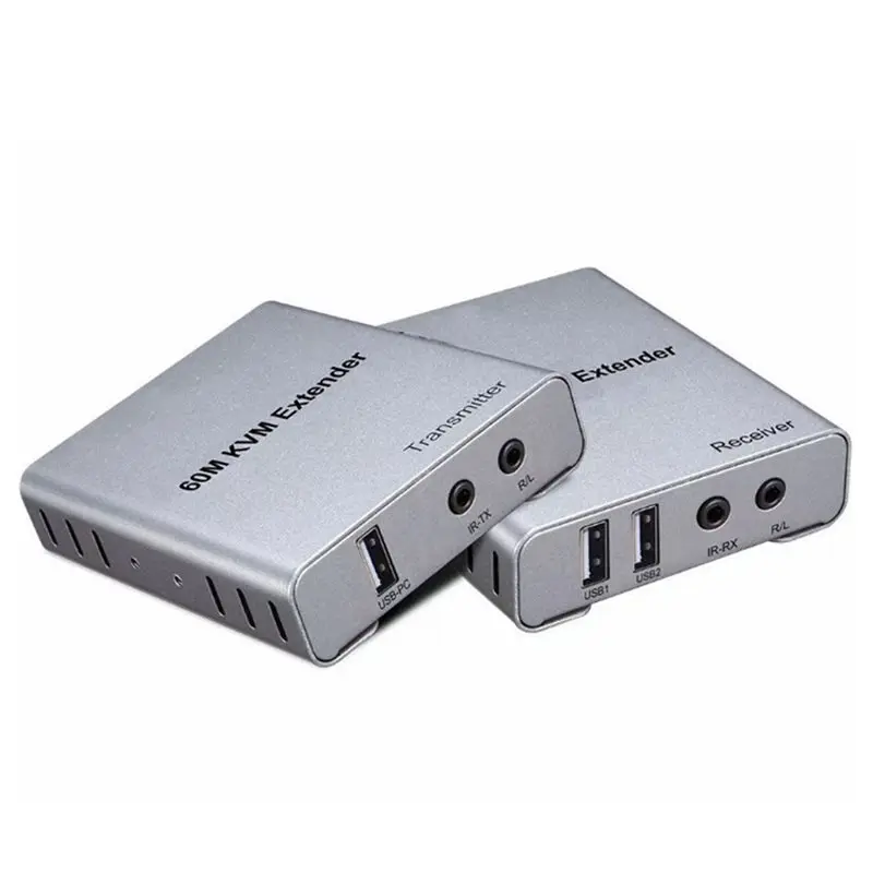 Фото DT21 KVM-удлинитель 60 м CAT5E/6 RJ45 USB с аудио и ИК-управлением 1080P, европейская вилка №3