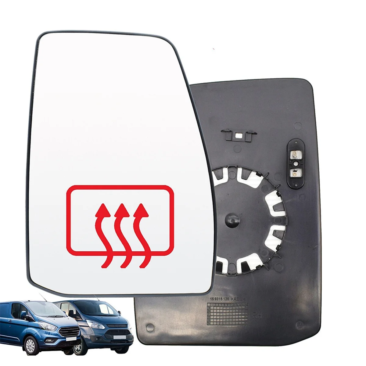 Стекло бокового зеркала на крыле автомобиля с подогревом и опорной пластиной для