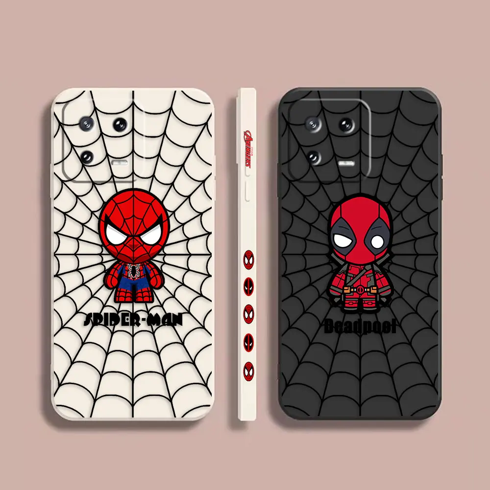 

Case For Xiaomi PCOO F3 X3 6X 8 CC9 MIX 2 2S 3 4 Black 4 5 GT Pro 4G 5G Simple Liquid Silicone Case Cartoon Spider-Man Deadpool