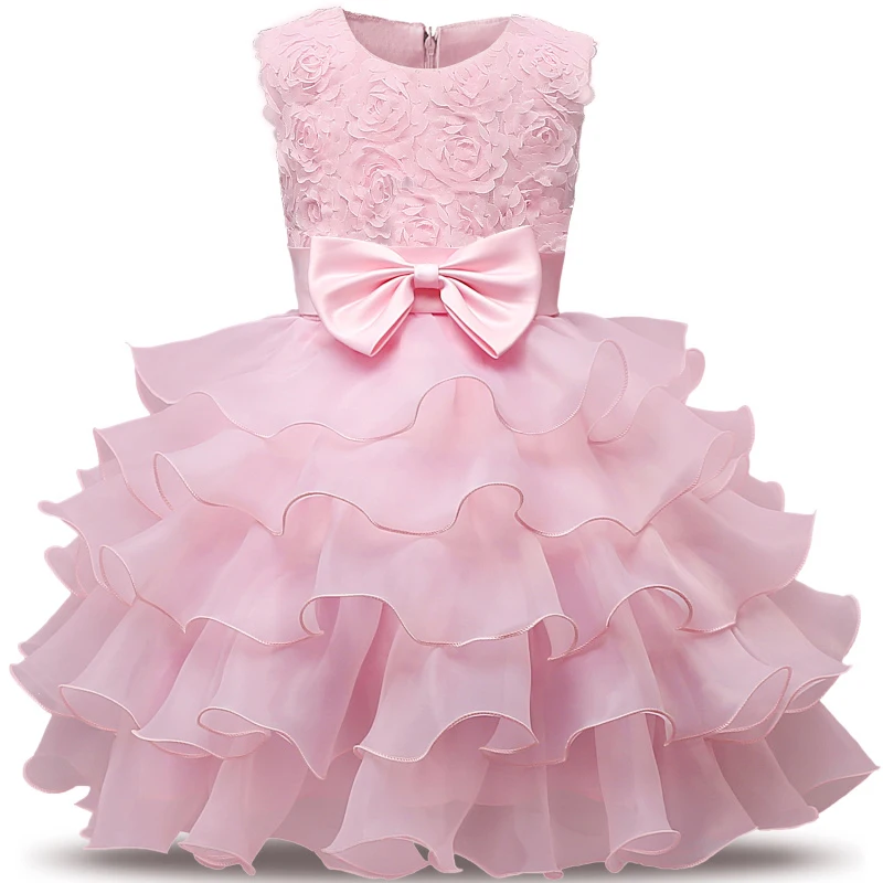 

Cute Girl Pink Layered Prom Dress Little Girl Puff Sleeve Fluffy Costume For Birthday Party Kid Sequined Shiny Pageant Tutu Gown