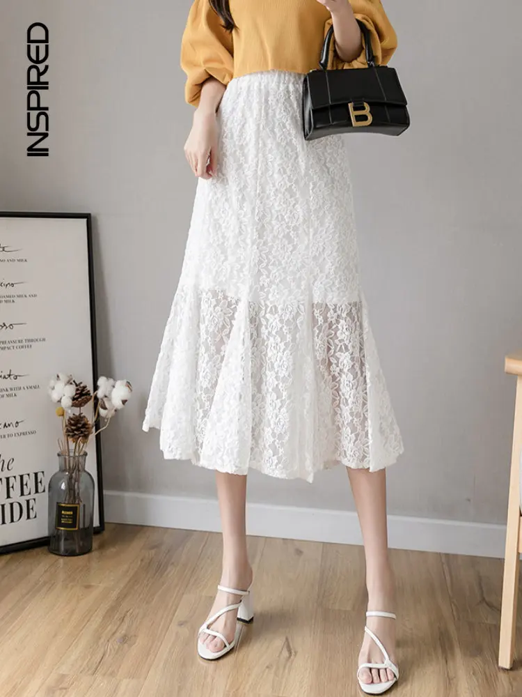 Commuter Black Lace Skirt Women 2023 Summer Breathable Fashion Crochet Bag Hip Skirt Women White Casual Office High Waist Skirt