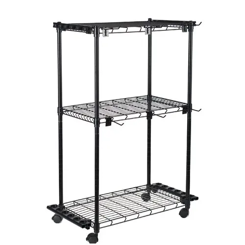 Tackle Trolley with Adjustable Shelves and Racks to Store Up to 12 Fishing Rods