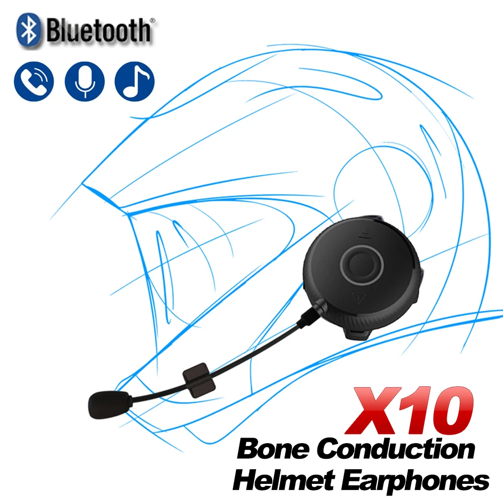

X10 Motorcycle Helmet Headset Bluetooth 8Hrs Working Time 10M Range Hands-Free Bone Conduction Bluetooth Riders Headset