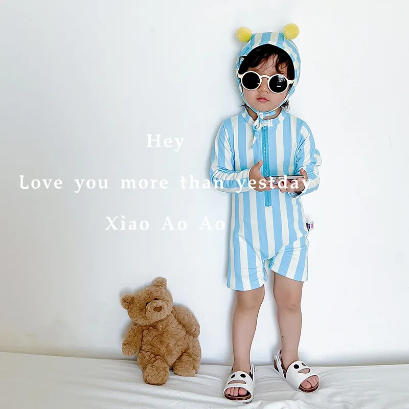 

Быстросохнущие детские купальники для мальчиков с шапкой детский купальный костюм для мальчиков детские цельные пляжные наряды Детский ку...