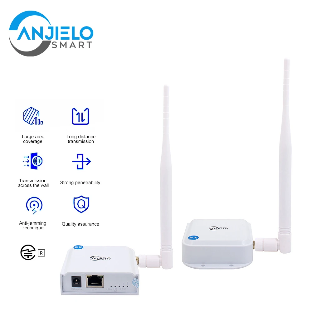 2-Pack Wireless Halow Network Bridge Kit Point To Point Connection Long-Range Upto 1 KM Transmission Distance For IP Camera