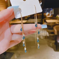 vintage water drop crystal long tassel earrings for women korean fashion cz zircon statement earrings party jewelry gift brincos