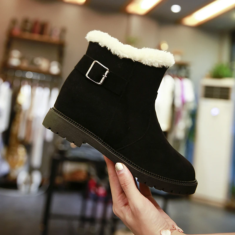 New Women Boots Winter Outdoor Keep Warm Fur Boots Waterproof Women's Snow Boots Thick Heel with Round Head Short Boot