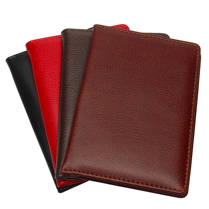 

Multi-card Passport Holder Insert Bank Card Passport Genuine Leather Short Passport Cover Leather Litchi Pattern Ticket Holder