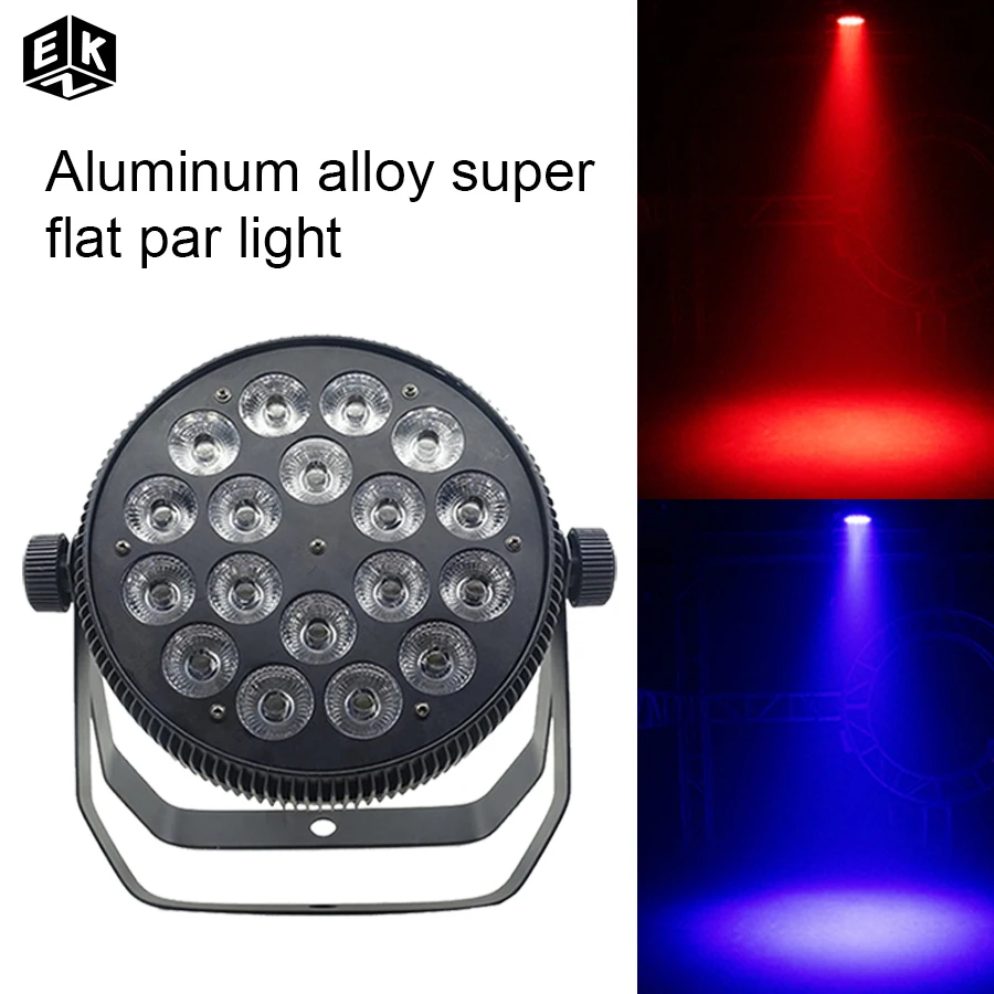 Aluminum 18x18w RGBWA UV 6in1 LED Par Light Slim Flat Par Light DMX512 Professional Stage Lighting Equipment