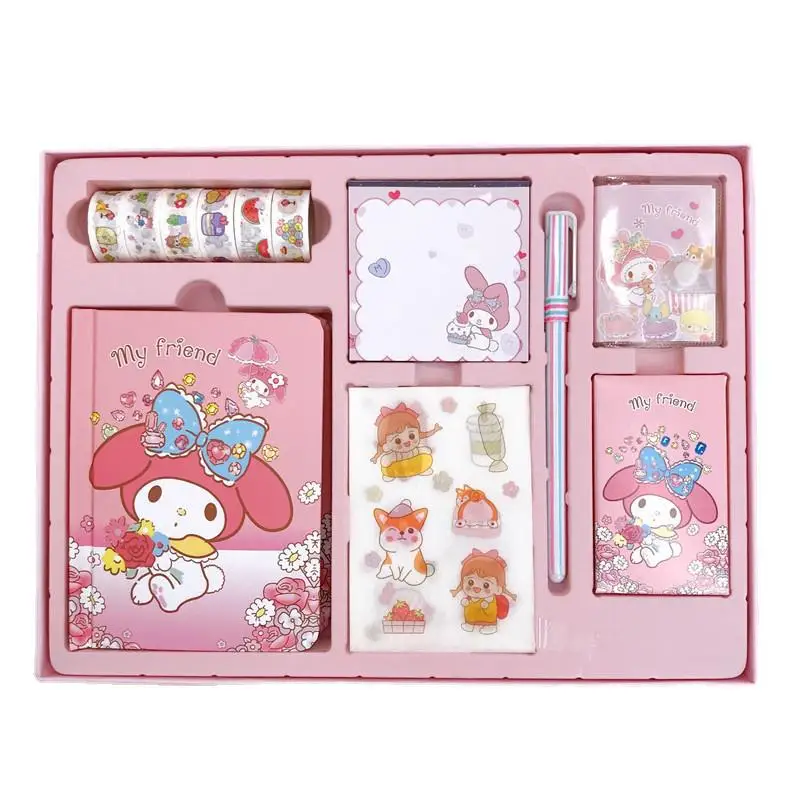 

Kawaii Cartoon Anime My Melody Diary Notebook Kawaii Travel Journal Handbook Pink Journal Decoration Materials Set Student Gift