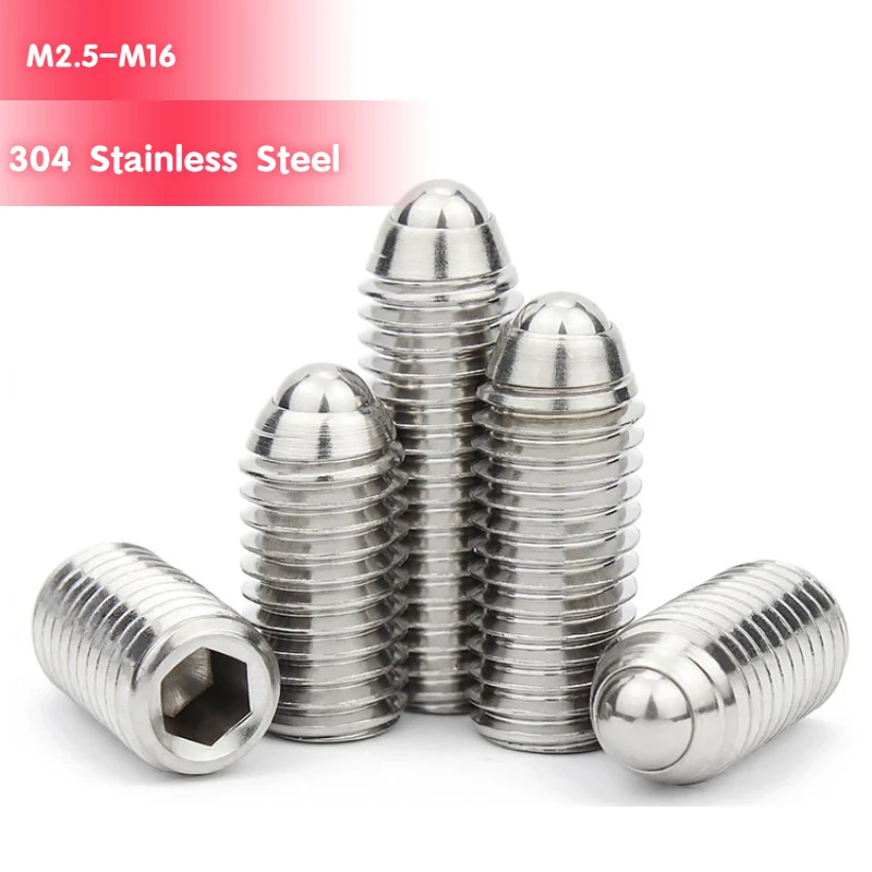 

M2.5 ~ M16 304 нержавеющая сталь Внутренний шестигранный станок измеритель винтовой волны шариковый позиционирование стальной шариковый пружинный поршень