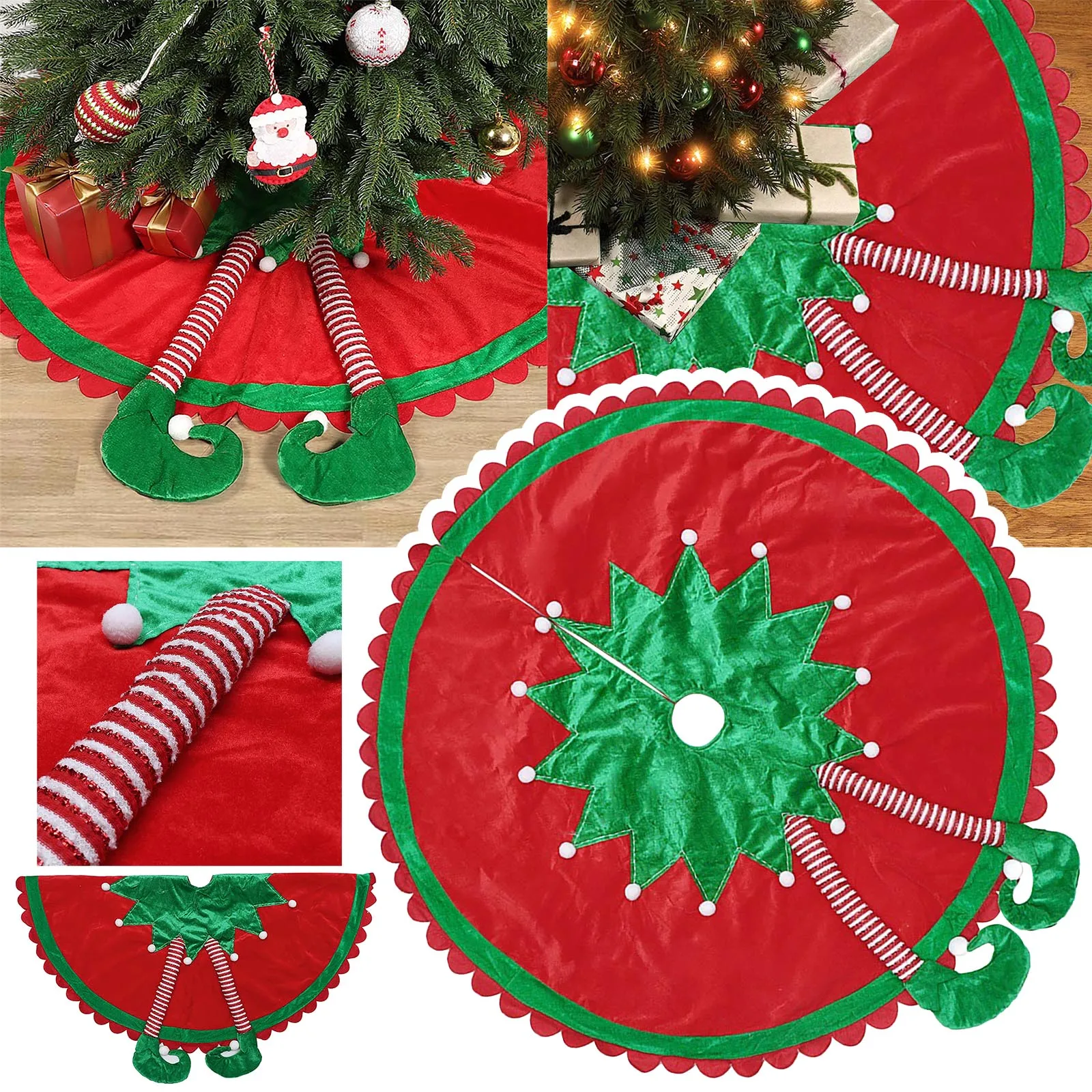

48 INCH Christmas Tree Skirt Decorated With Cartoon Animals Foot Christmas Tree Skirt Christmas Tree Cushion Christmas Tree