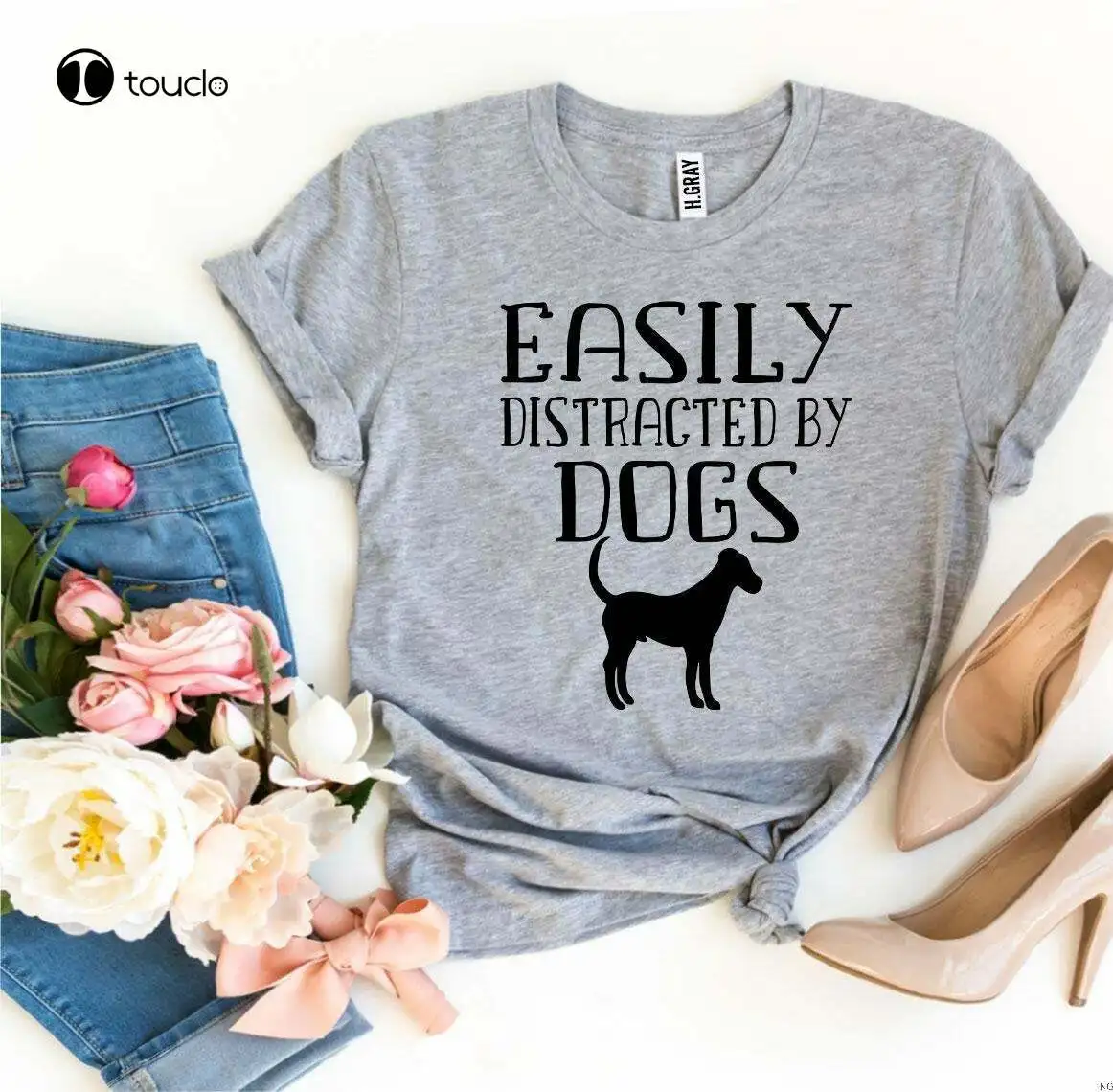 

New Easily Distracted By Dogs T-Shirt Dog Lover T-Shirt Dog Owner Gift Cotten Tee Shirt Unisex