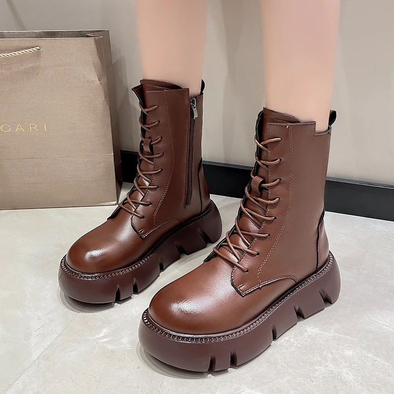 Fashion Retro Style Pu Leather Women's Boots Flat Heel and Ankle Boots Soft Leather Women's Zipper Short Boots Zapatos Mujer New