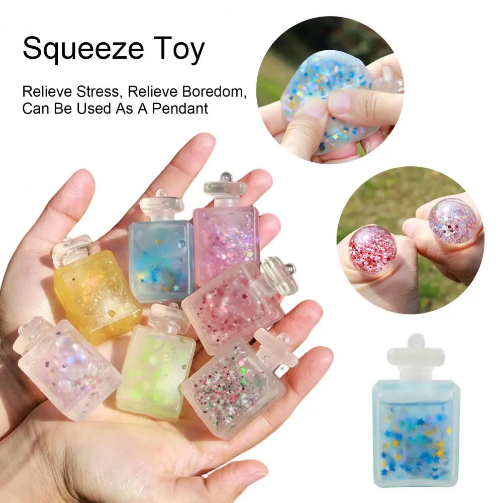 Squeeze Toy Soft Tpr Colored Sequins Perfume Bottle Pinch Toy Stress Relief Sensory Toy for Kids Adults Party Favor