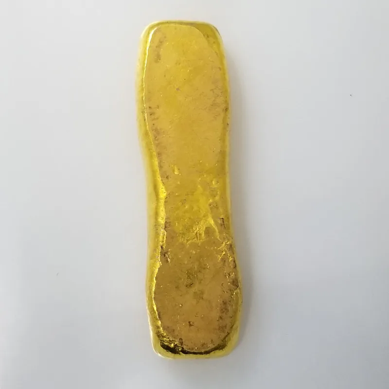 1Pcs China Antique Collection Rotundity Golden Bar Gold Bullion Ingot Family Decoration Metal Handicraft Props