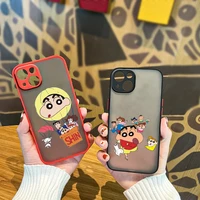 cartoon crayon shin chan cute for apple iphone 13 12 11 pro max mini xs max x xr 6 7 8 plus frosted translucent phone case capa