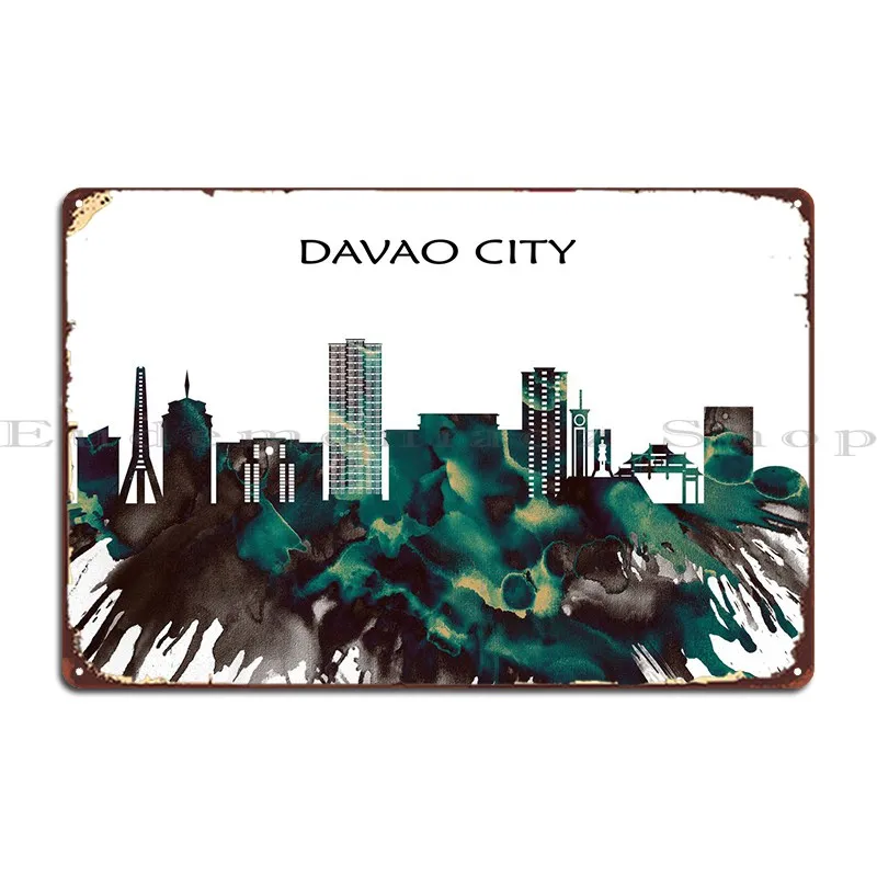 

Davao City Skyline Metal Sign Rusty Club Create Custom Garage Tin Sign Poster