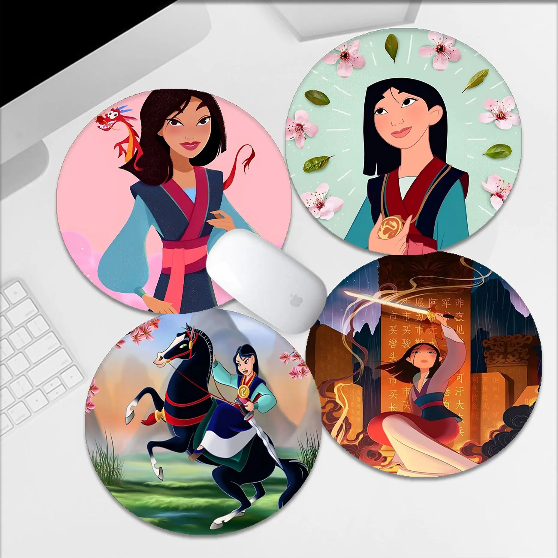 

Disney Mulan Princess DIY Round Cabinet Gaming Laptop Computer Desk Mat Office Notbook Mouse Pad Office Desk Accessories
