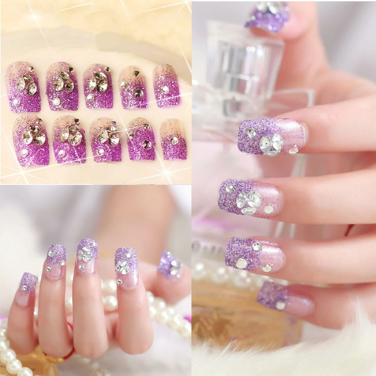 

24 Pcs False Nails False Nail Tips Uñas Postizas Decoradas DIY Fake Nails Uñas Postizas Para Nail Piece Patch