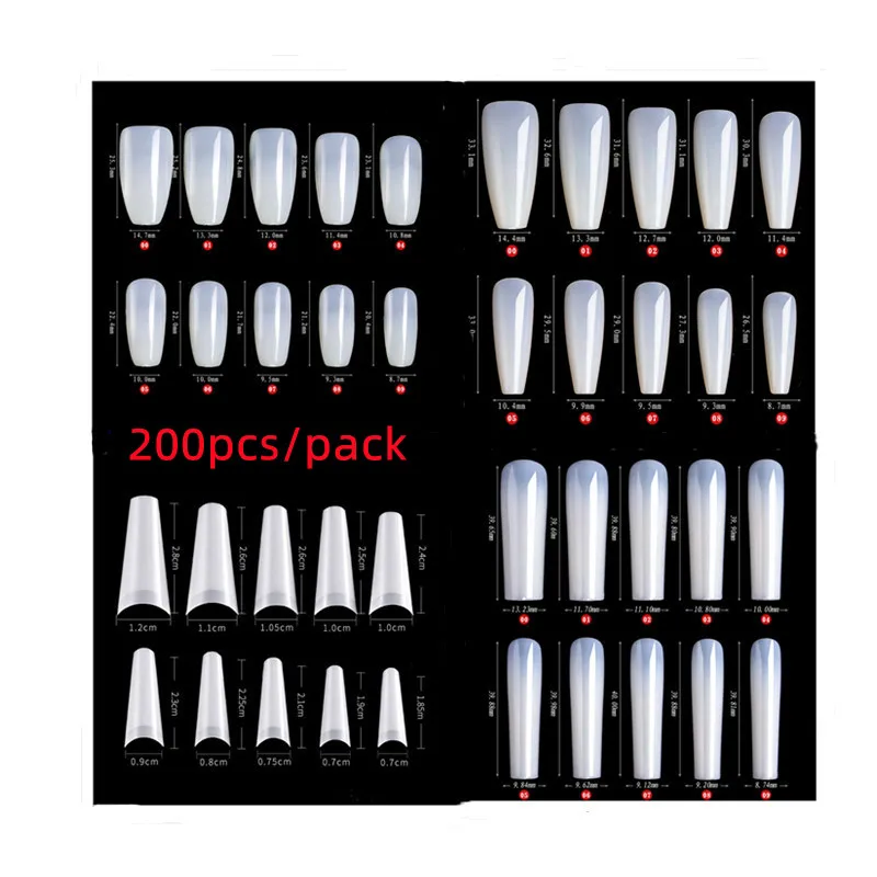 

200pcs Fake Nails Art Design Ballet Full French Sticker Long Section Short Section XXL 4XL Summer Party Play Press On