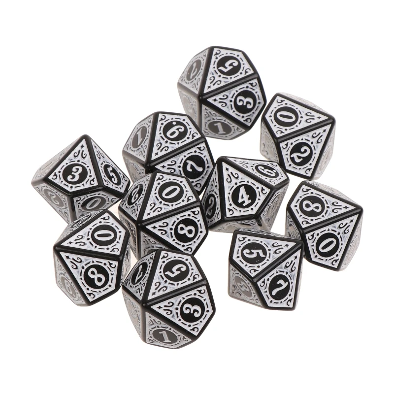 

10 шт. 10-сторонние игральные кости D10 игральные D & D ролевые игры для вечеринок Акриловые Настольные игры Кубики Забавный семейный Паб Клуб многогранные игральные аксессуары