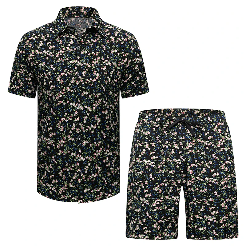 

Рубашка гавайская с коротким рукавом, модная плявечерние одежда для отпуска, с пуговицами, с тропическим принтом, летняя одежда