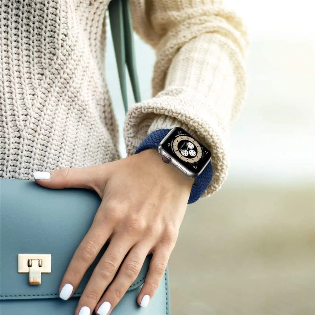 Nylon braided solo loop For Apple watch UItra 8 7  6 5 4 SE 45mm 41mm 44mm 40mm Adjustable elastic strap iWatch 3 42mm 38mm Band