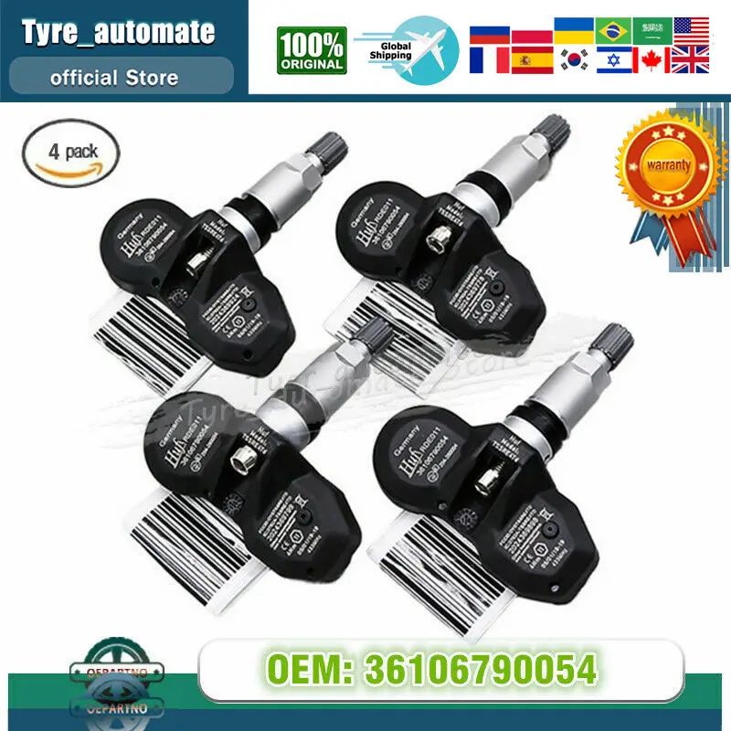 

Набор из (4) 36106790054 ДАТЧИК ДАВЛЕНИЯ В ШИНА TPMS OE # Для BMW Mini 433 МГц TS-BM03