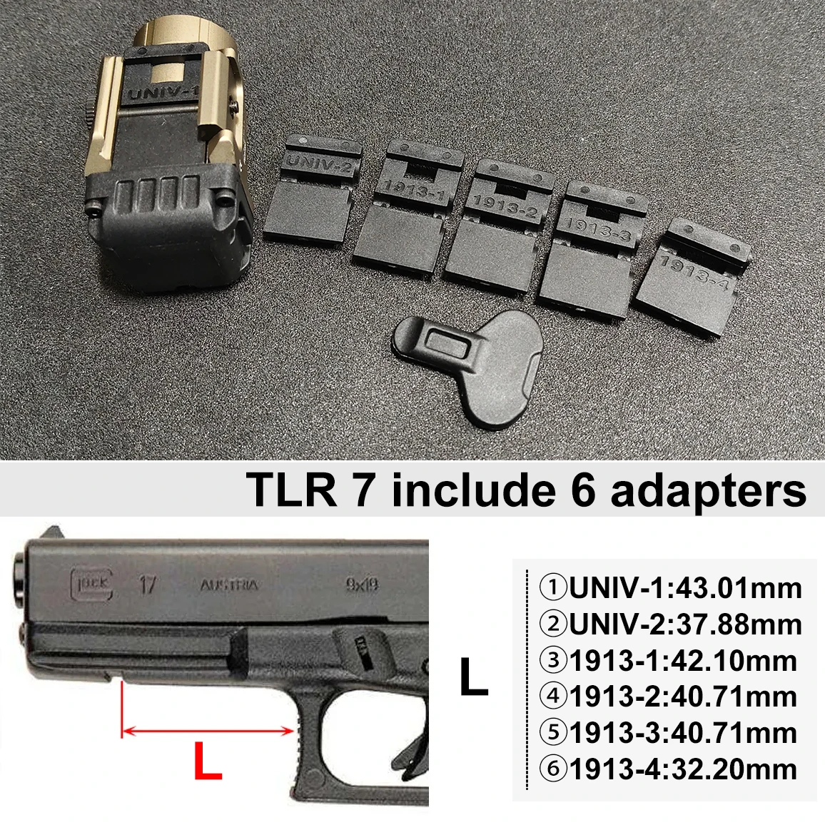 TLR 7 TLR 7X Пистолетный скаутский фонарь Светодиодный стробоскопический фонарик для страйкбола G lock 17 Taurus Fit Рельс 20 мм 500 люмен Перезаряжаемый аккумулятор (art.: 3920d103dc4bd) - 3920d103dc4bd