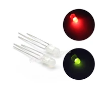 100pcs 5mm red and green two color light led light emitting diode f5 fog common cathode 3 pins bright light beads frosted