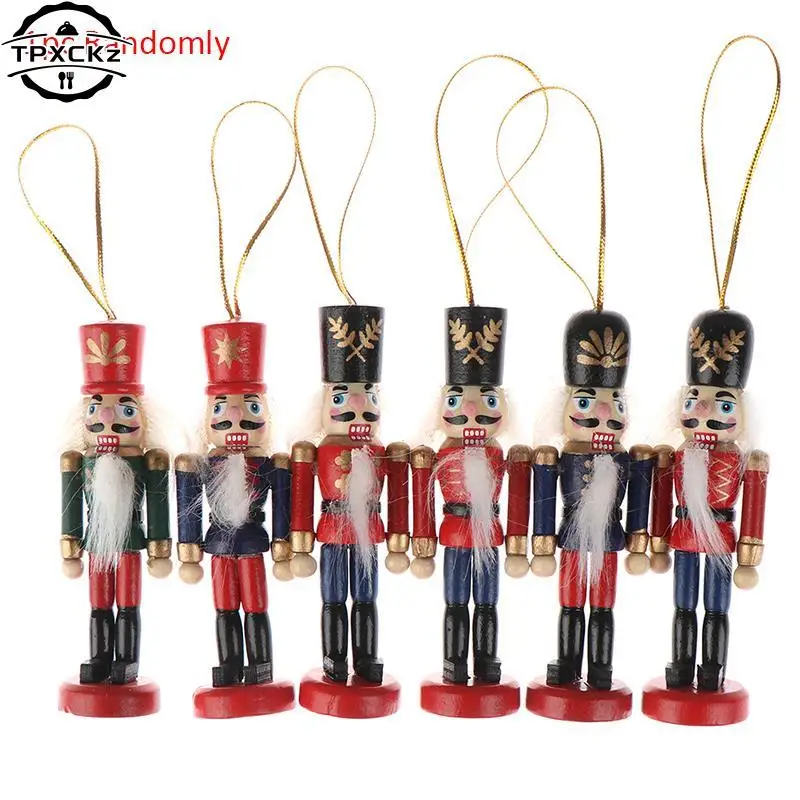 New Year 7/10cm Wooden Nutcracker Doll Soldier Puppet Christmas Kids Gifts New Year Christmas Tree Pendant Ornaments Decoration