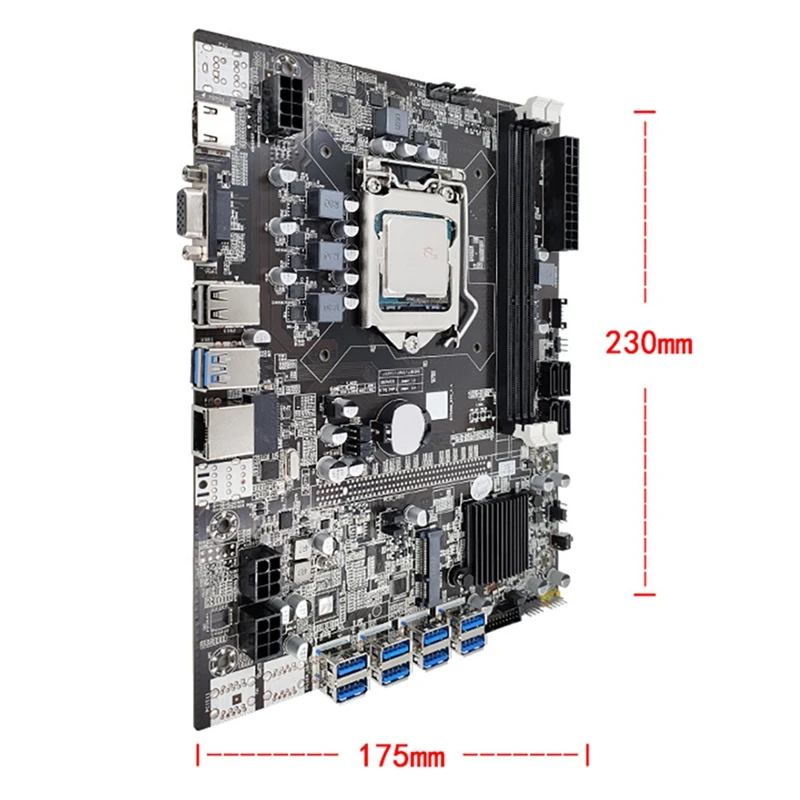

Материнская плата для майнинга B75 BTC с случайным ЦП + вентилятор + 2X DDR3 ОЗУ + термопаста 8 USB3.0 слот LGA1155 DDR3 SATA3.0 ETH Майнер