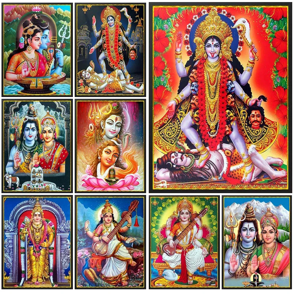 Настенный постер Kali Shiva Lakshmi Parvati с индуистскими богатствами без рамки для декора