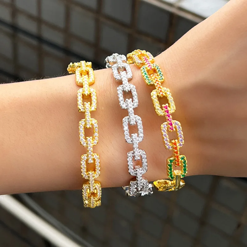 

Bilincolor Light Luxury Micro Inlaid Zircon Hollow Square Splice Bracelet
