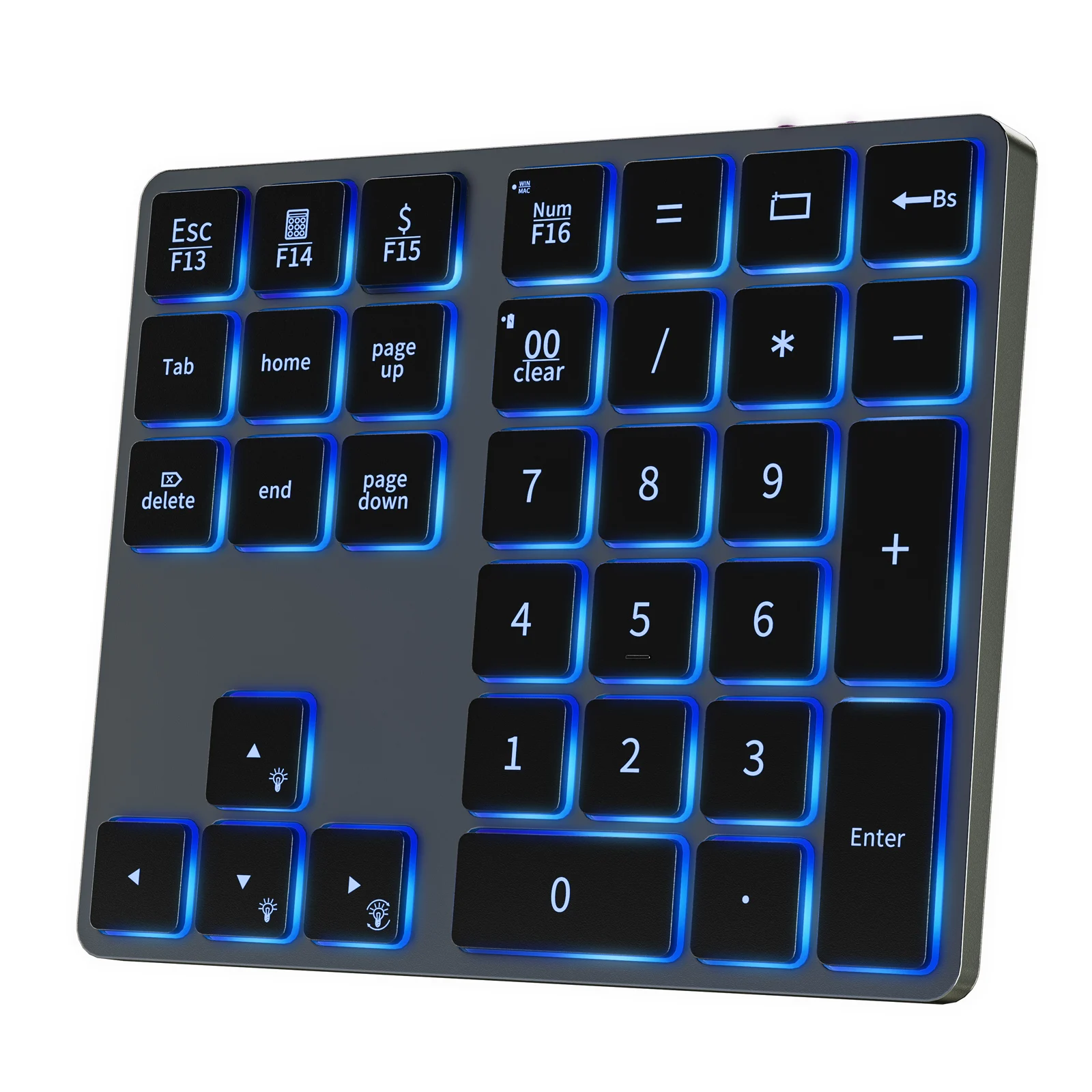 

Metal Number Keyboard Portable Bluetooth Backlit Numeric Keypad Slim Wireless Key Board For PC Tablet Windows Android IOS