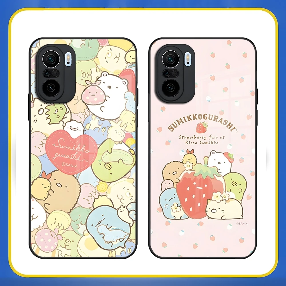 Cartoon Sumikko Gurashi Phone Case For Xiaomi 14 Lite 12 Pro 11t 13 POCO M6 M5 X6 X5 X3 NFC F5 F6 Tempered Glass Cover