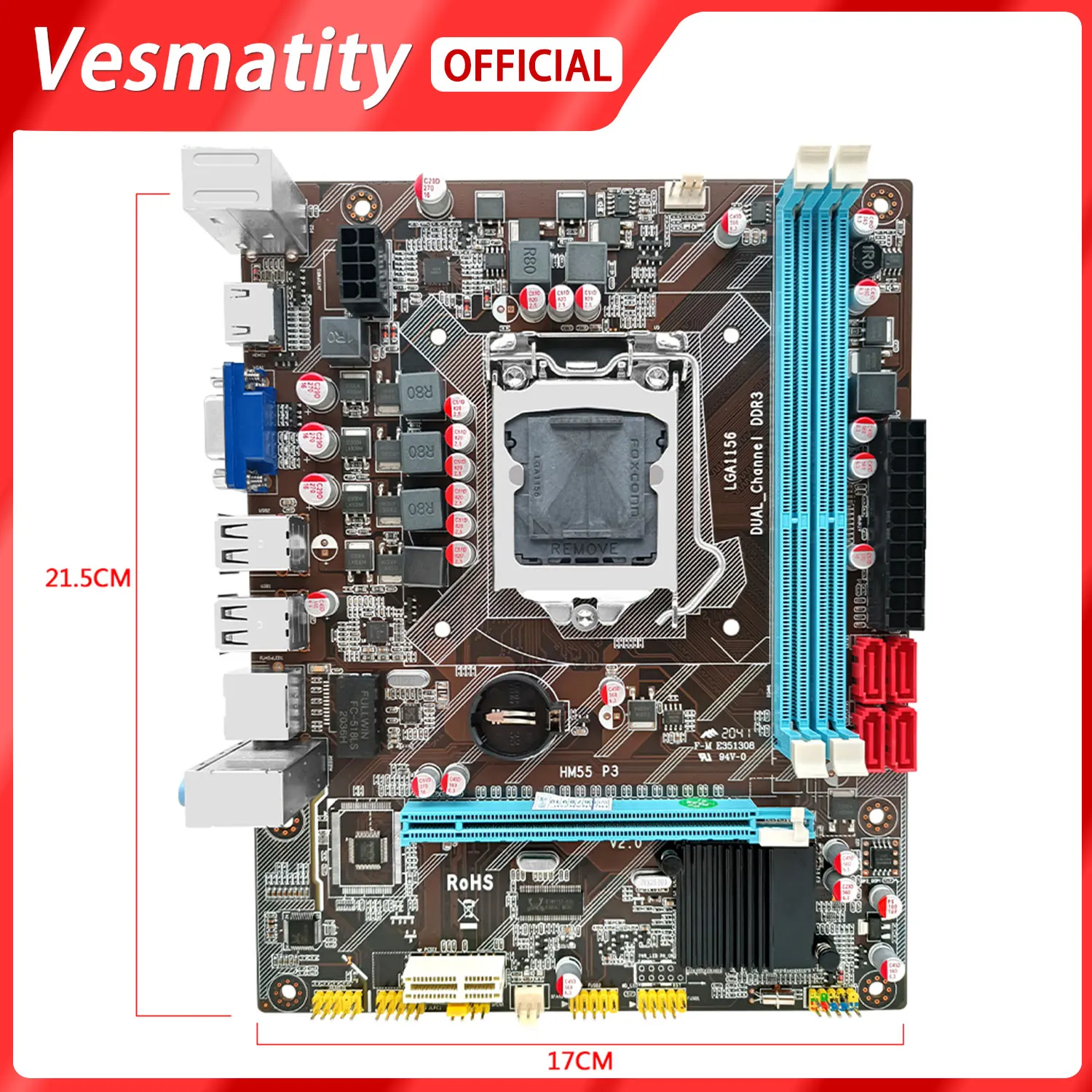

H55 Motherboard LGA 1156 Supports DDR3 RAM and I3/I5/I7 Processor WIth PCI-Express USB2.0 VGA HM55 P3 Mainboard