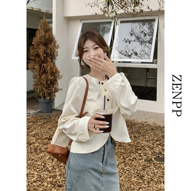 Нежный ветер корейская серия рубашки Sense of Atmosphere женские ранней осени молодой шик