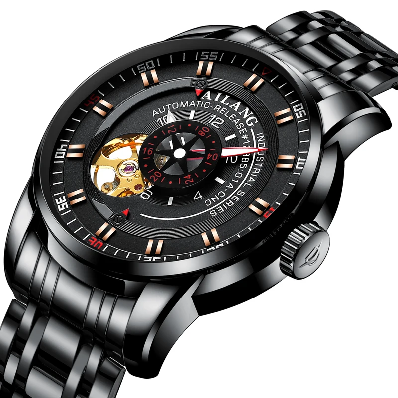 Luxury Mechanical Watch Men Automatic Pilot Army Gear Sport Leather Strap Men's Watch Waterproof Wristwatches enlarge