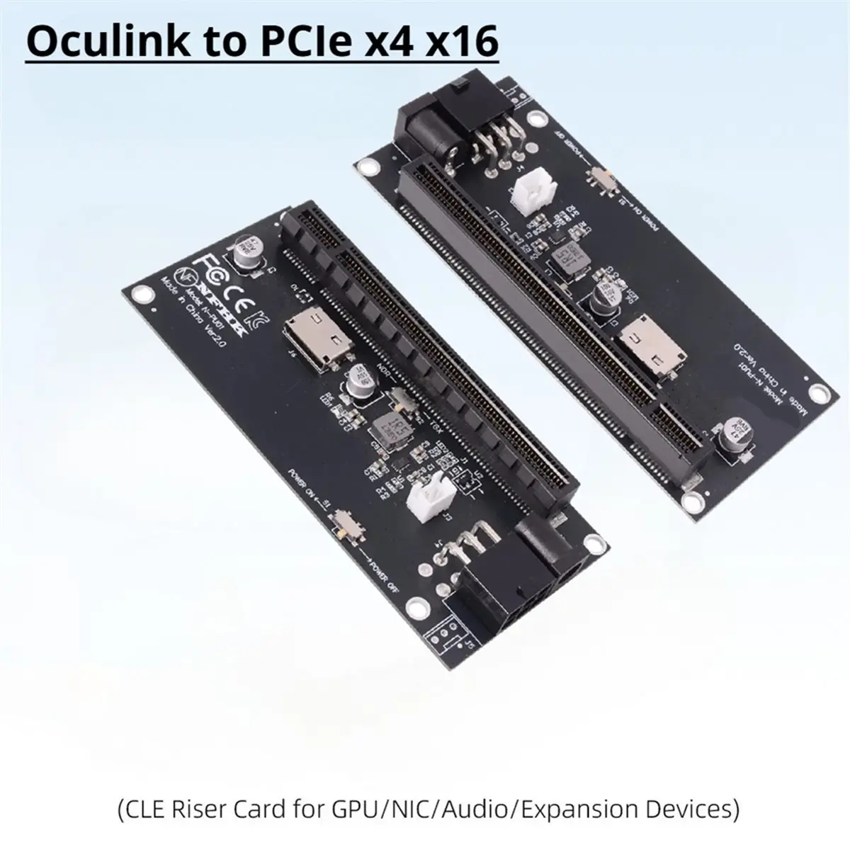 Фото Адаптер-карта SWXF Oculink SFF-8612 для слотов PCIe X4 X16 с питанием GPU DC 12V для материнских плат ПК и видеокарт №4