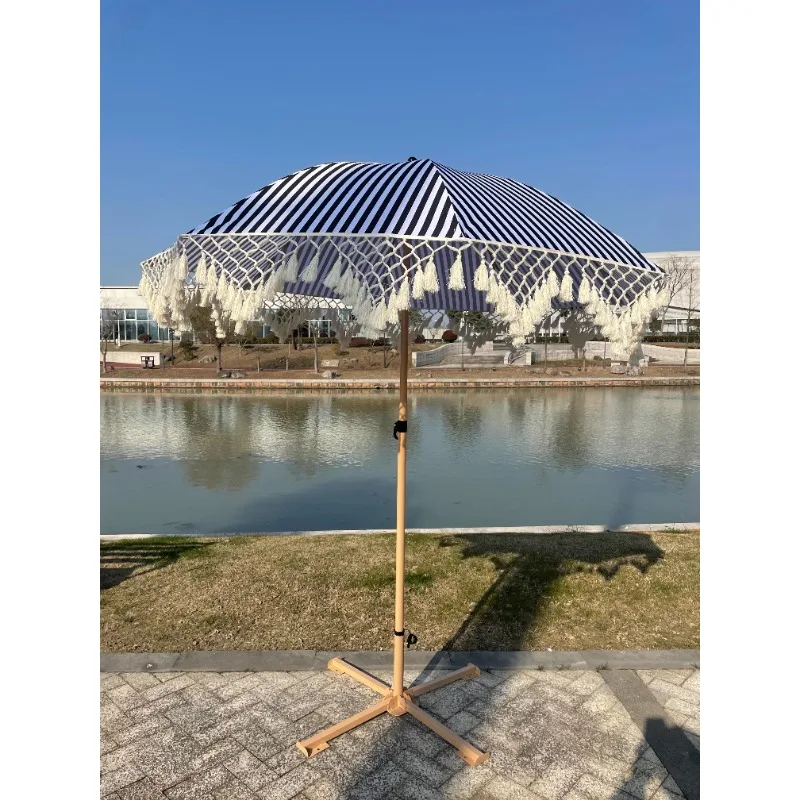 Вертикальные синие и белые полосы 8k желтый железный зонт B &amp кисточка для