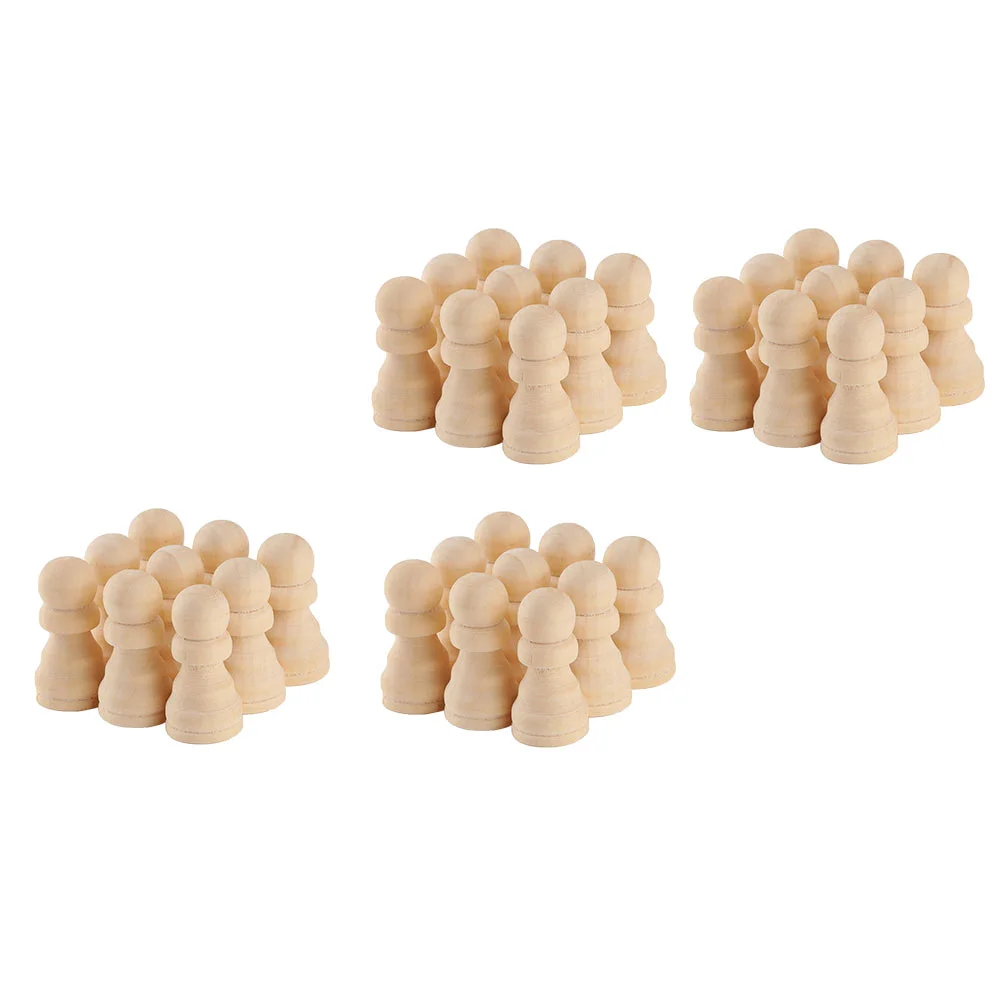 

Chess Pieces Board Wooden Pawns Painting Kids Diy Replacement Markers Tabletop Figure Blank Tournament Unfinished Games Chessmen