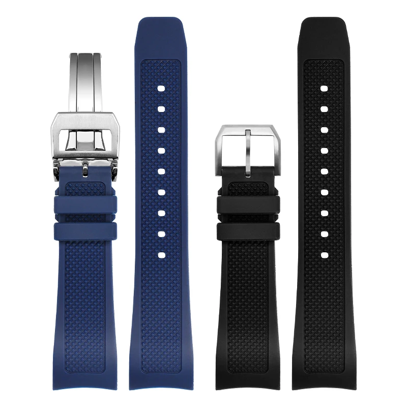 Rubber watch strap 22mm for iw-c IW390502 IW390209 watchband high-quality watch band folding clasp Curved end wristwatches belt