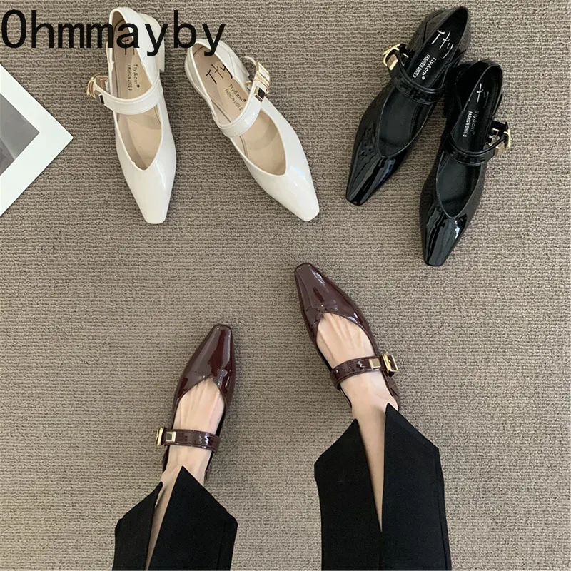 

Spring Autumn Women Pumps Shoes Fashion Shallow Buckle Leather Ladies Elegant Pointe Toe Mary Jane Shoes